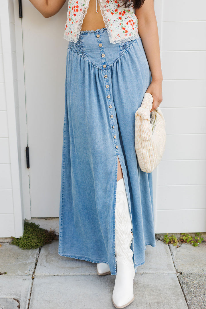 The Indigo Hour Denim Maxi Skirt