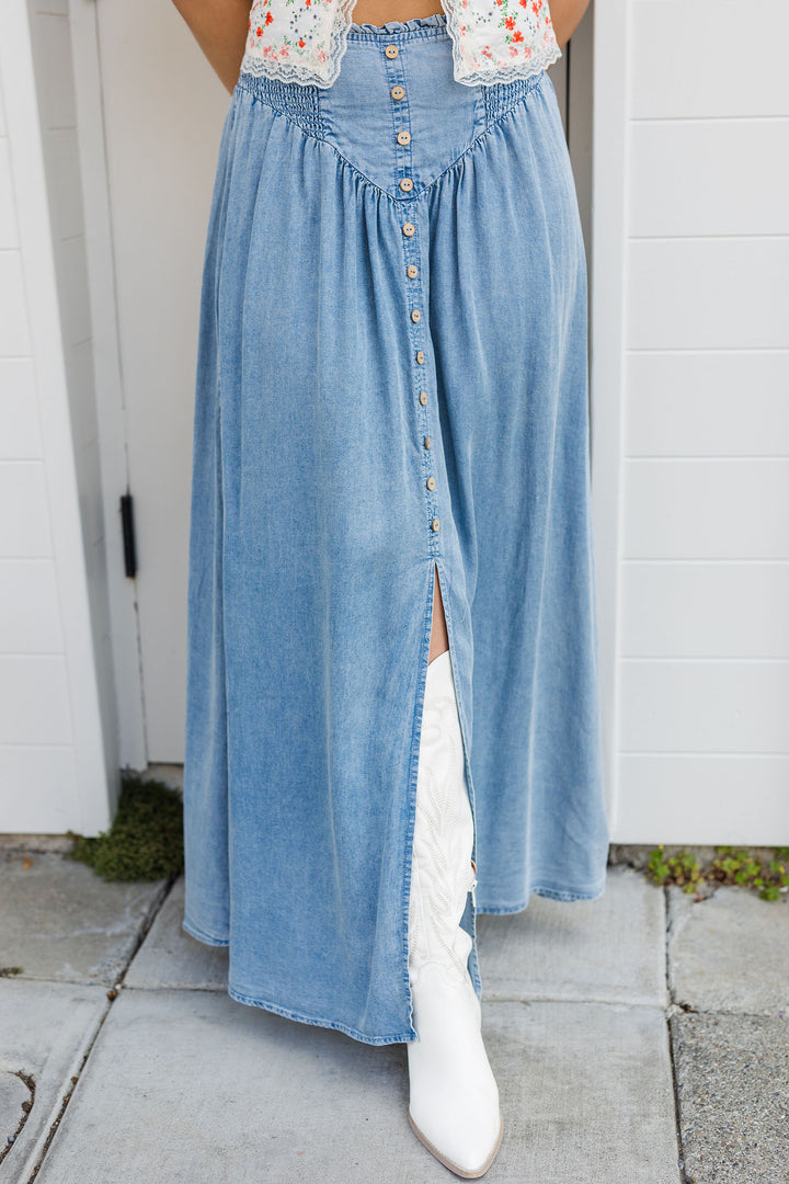 The Indigo Hour Denim Maxi Skirt