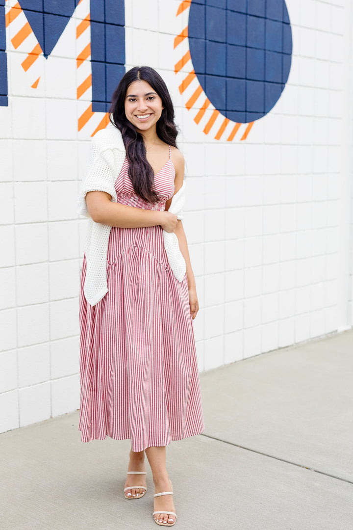 The Sail Away Striped Midi Dress