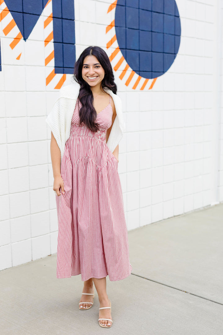 The Sail Away Striped Midi Dress