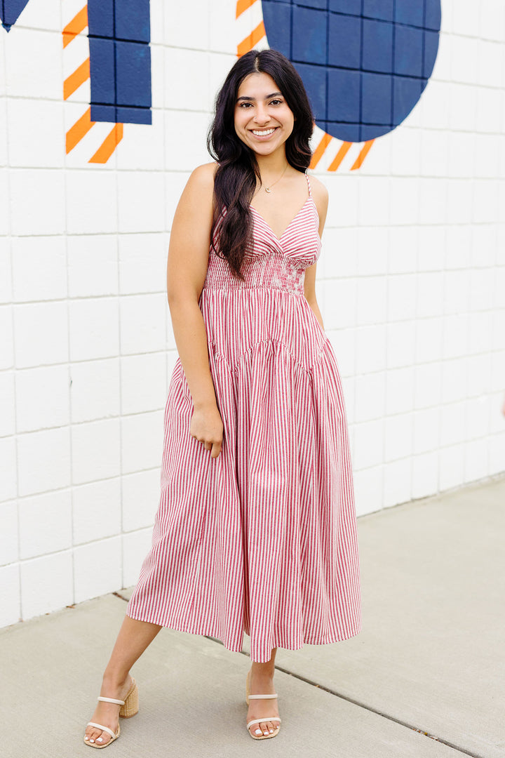 The Sail Away Striped Midi Dress
