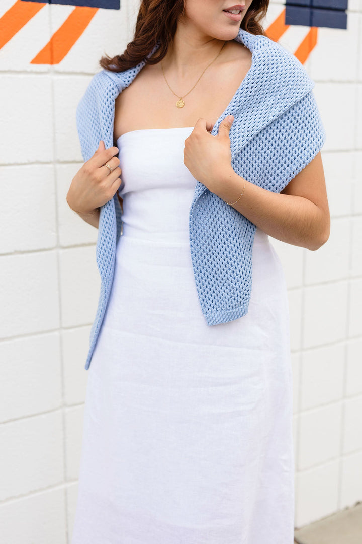 The Book The Trip Linen Strapless Maxi Dress