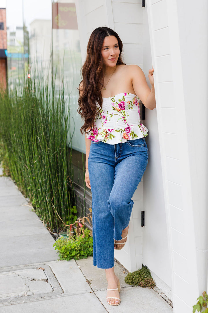 The Alexis Floral Strapless Corset Top