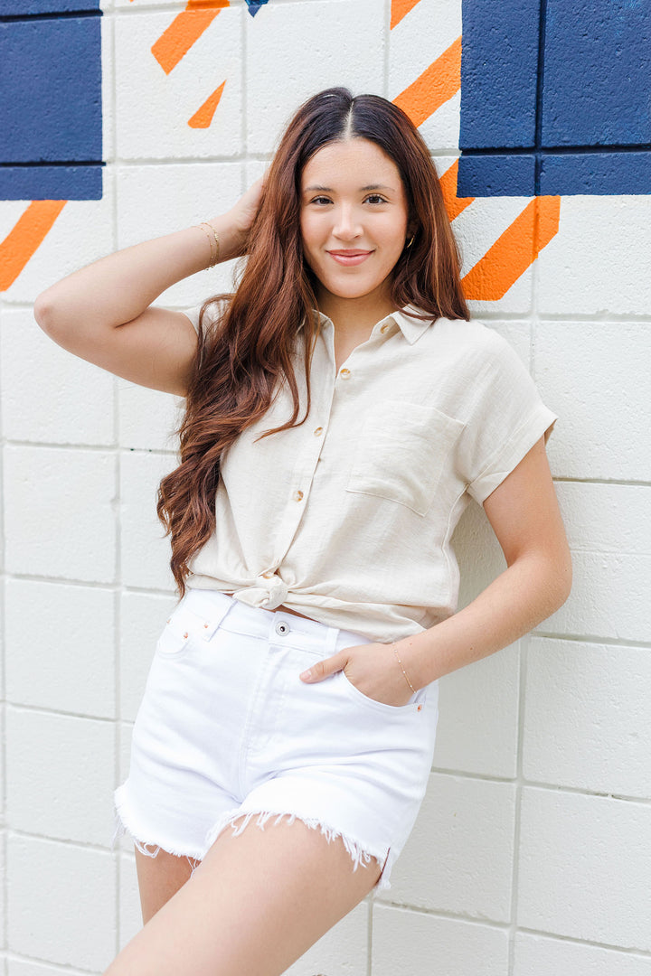 The Gretchen White Cutoff Denim Shorts