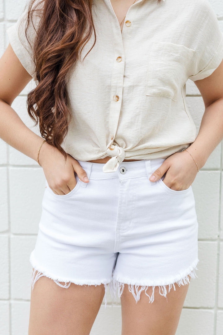 The Gretchen White Cutoff Denim Shorts