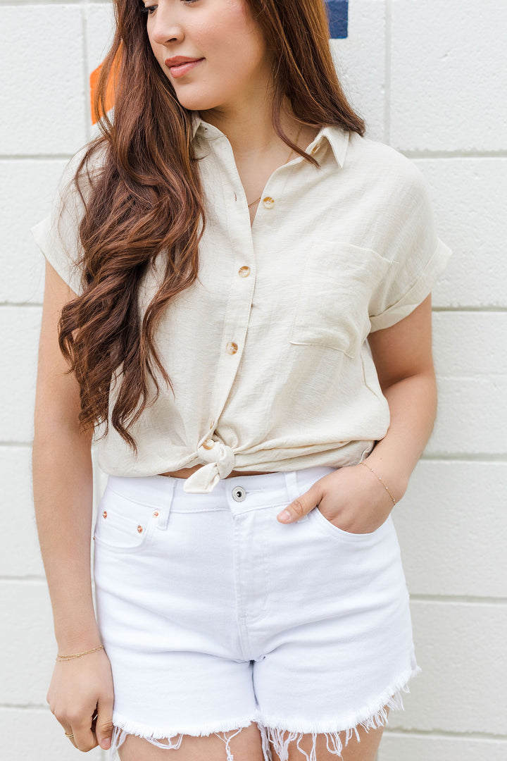 The Gretchen White Cutoff Denim Shorts