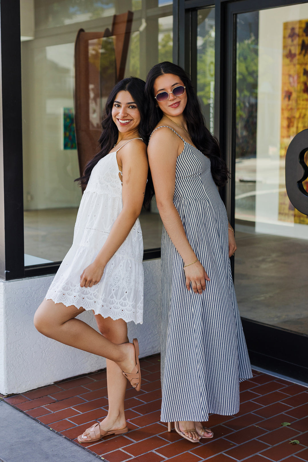 The All American Navy Striped Midi Dress