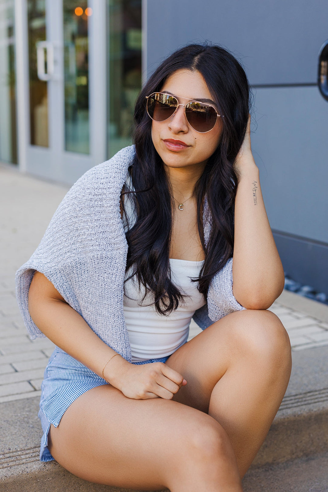 The American Dreamer Navy Striped Shorts