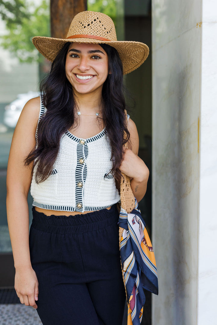 The You First Button Front Knit Sweater Tank Top