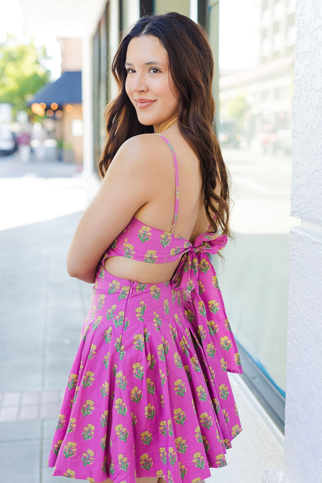 The Florida Keys Pink Drop Waist Mini Dress Large / Floral The Florida Keys Pink Drop Waist Mini Dress Large / Floral