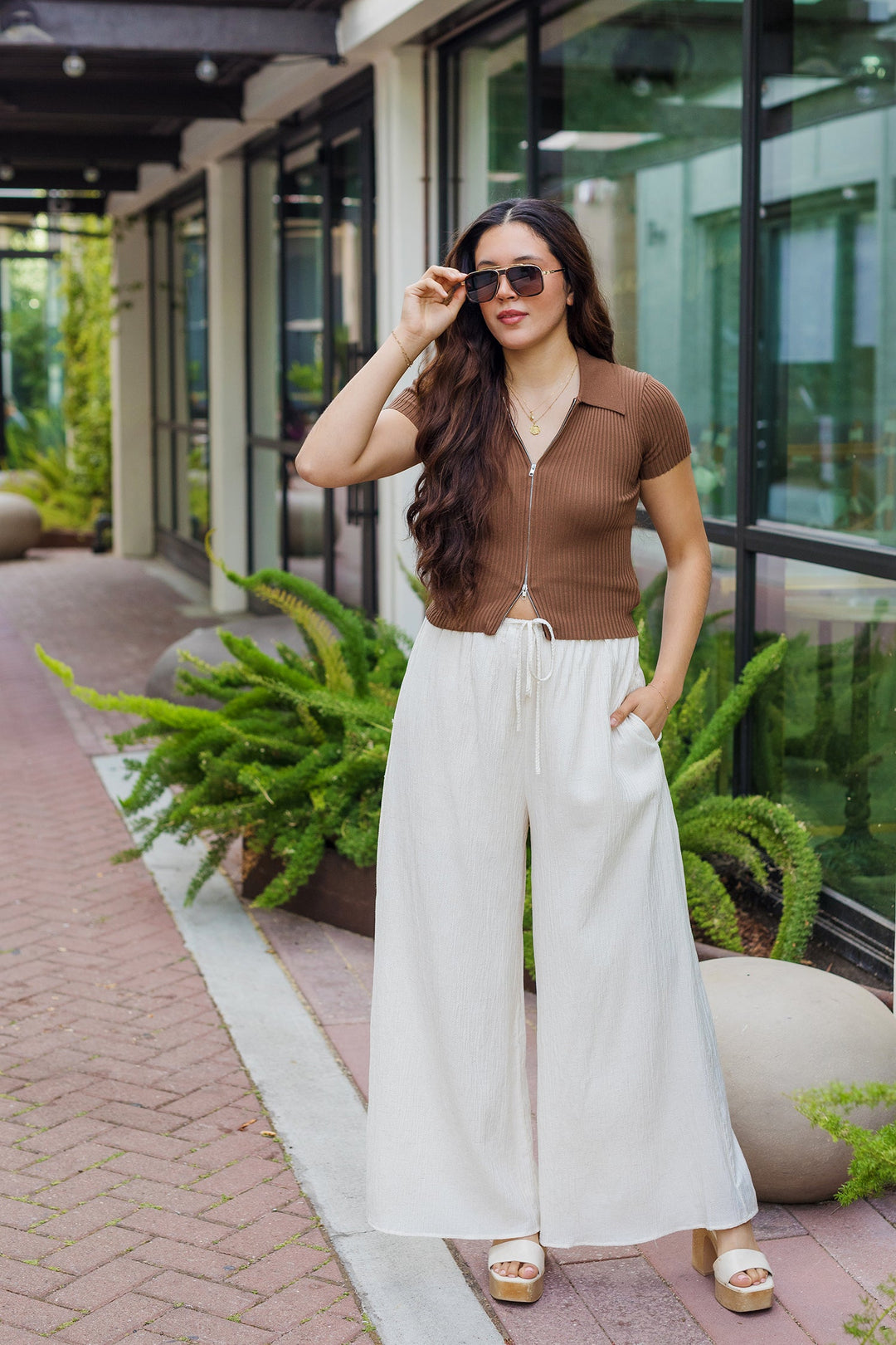 The Round 'Em Up Zip Front Top