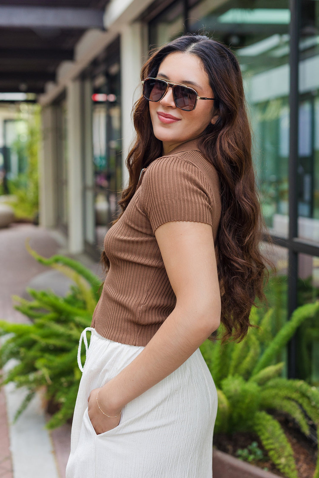 The Round 'Em Up Zip Front Top