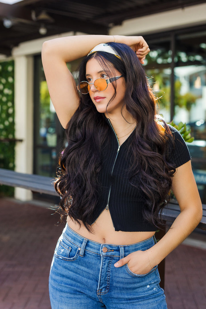 The Round 'Em Up Zip Front Top