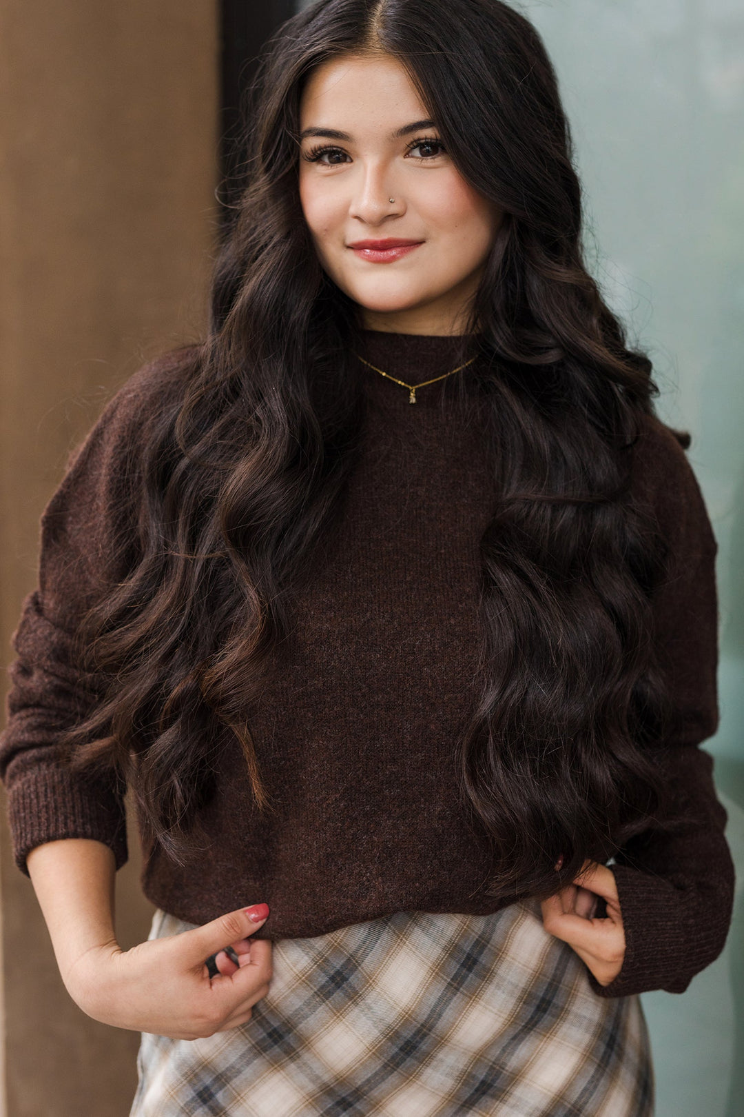 The Deep Bronze Mock Neck Daily Sweater