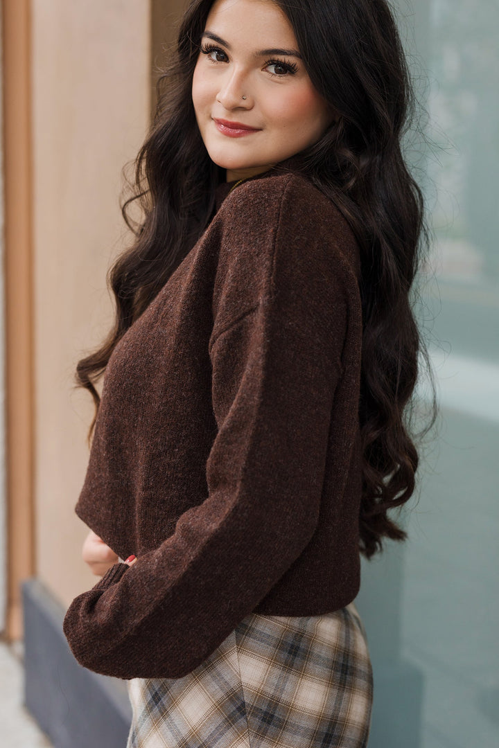 The Deep Bronze Mock Neck Daily Sweater