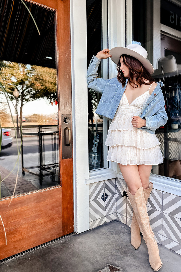 The Moonlight Sparkle Ivory Tiered Romper