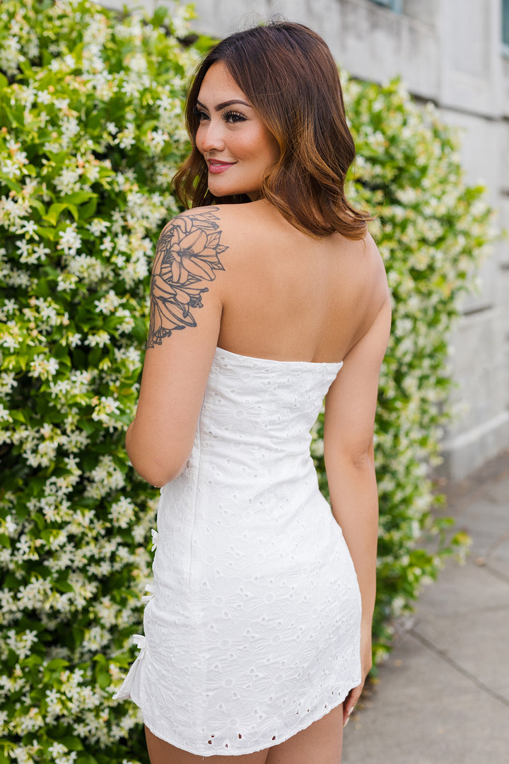 The Bachelorette Weekend White Bow Mini Dress