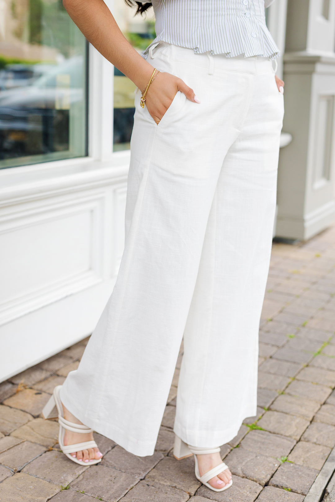 The Just A Crush White Wide Leg Linen Pants
