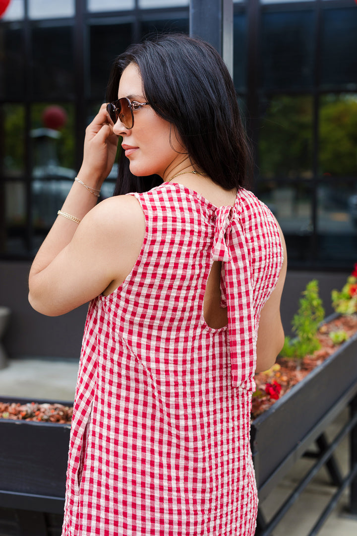 The Nantucket Red Gingham Mini Dress