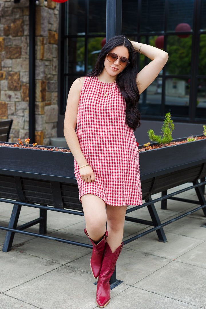 The Nantucket Red Gingham Mini Dress