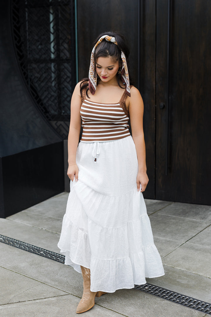 The Lalapalooza Chocolate Striped Tank Top