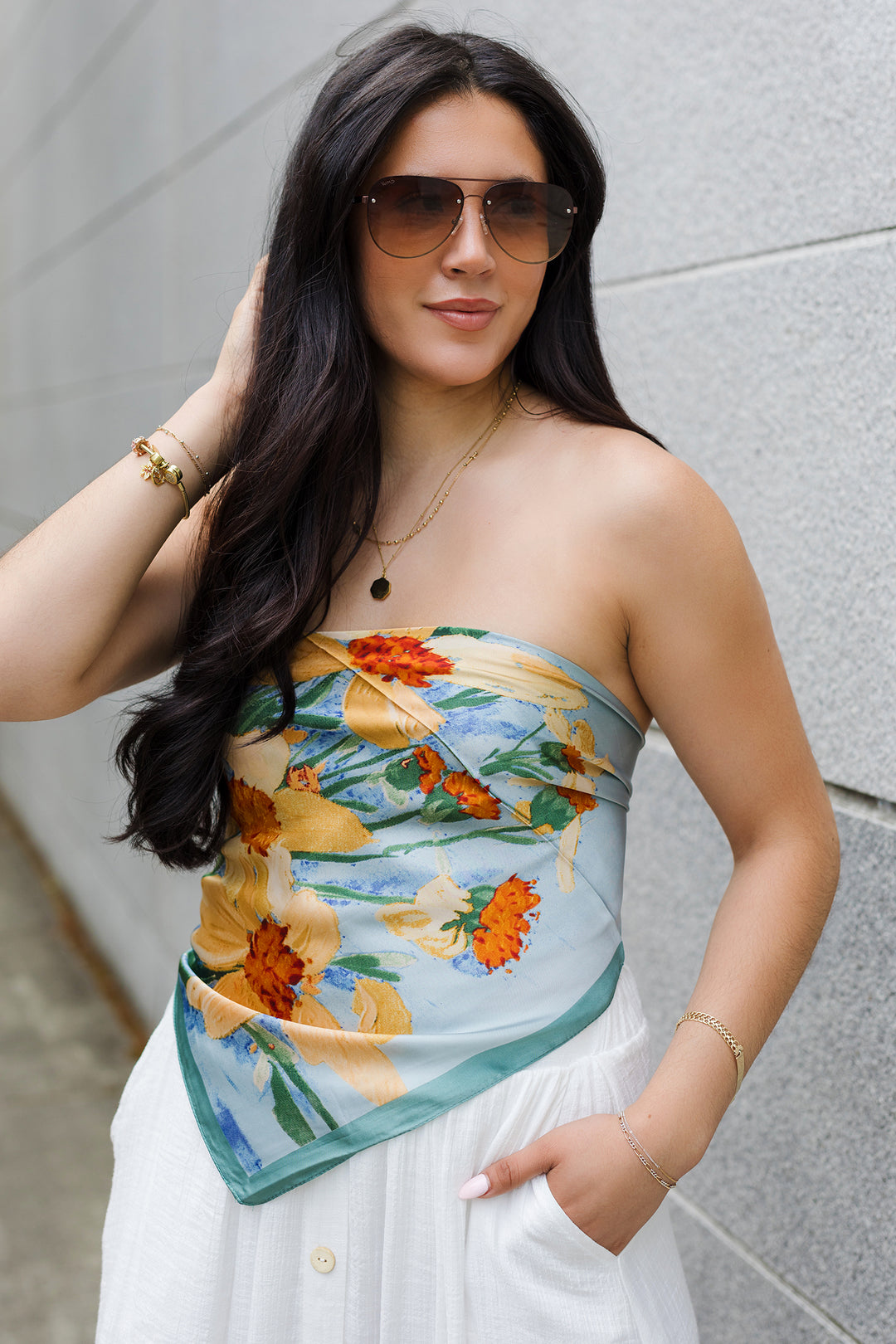 The Thistledown Print Faux Silk Scarf