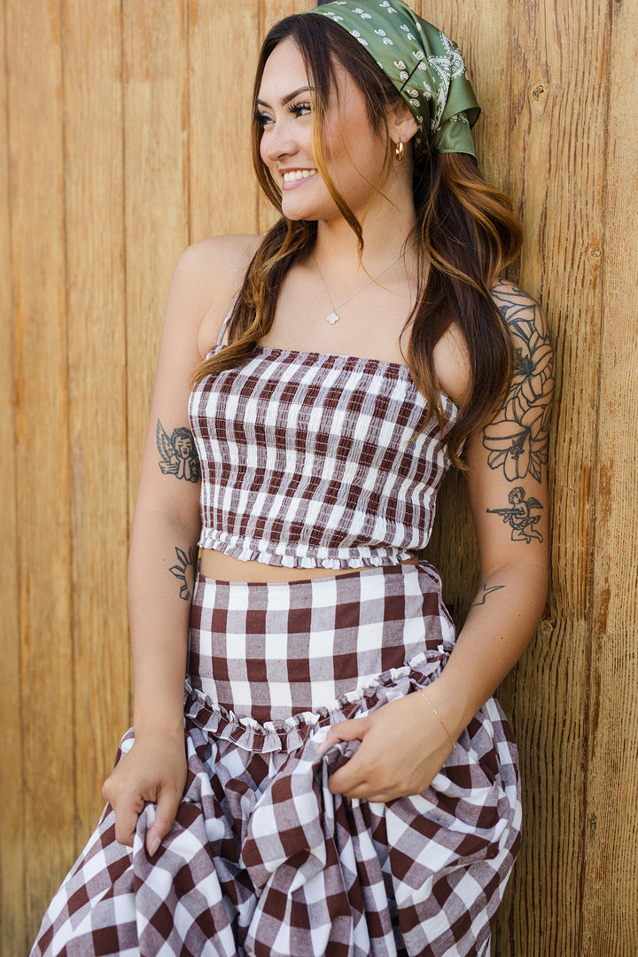 The Wild & Free Gingham Smocked Tank Top