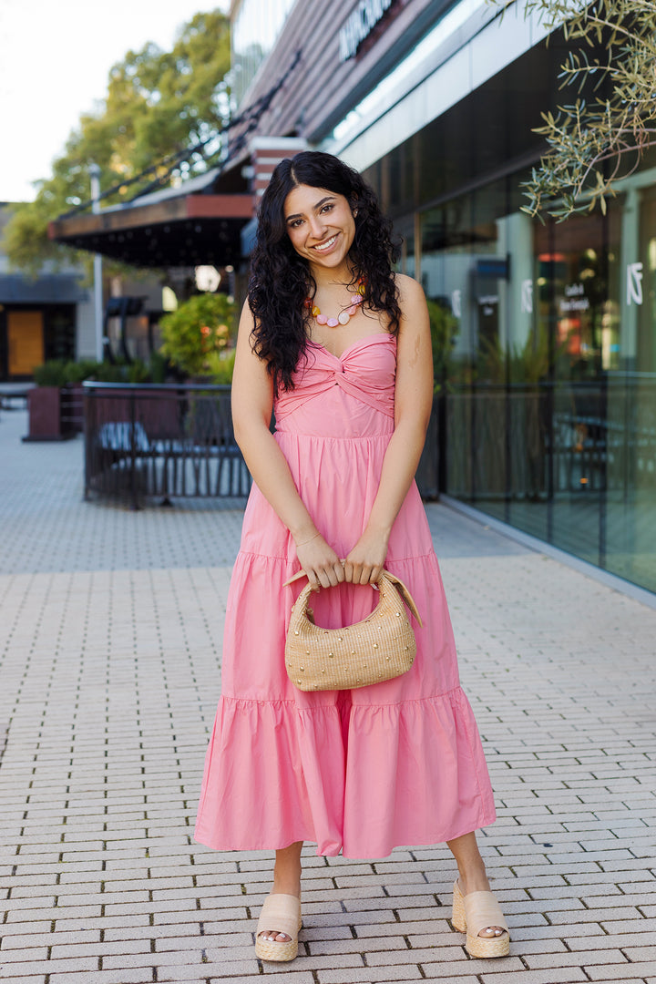 The Strawberry Dreams Strapless Tiered Maxi Dress