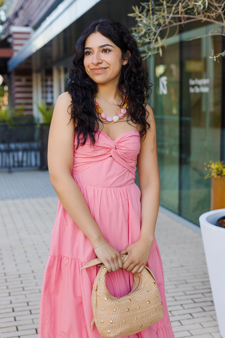 The Strawberry Dreams Strapless Tiered Maxi Dress