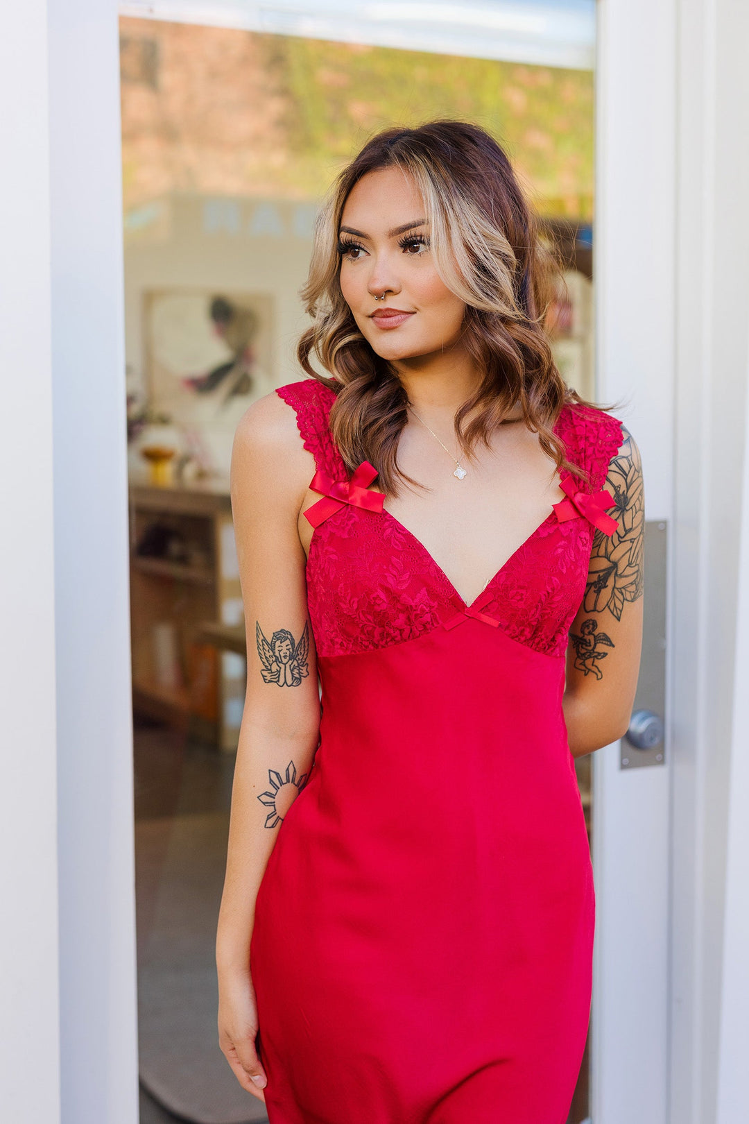 The Cherry on Top Red Satin Maxi Dress The Cherry on Top Red Satin Maxi Dress