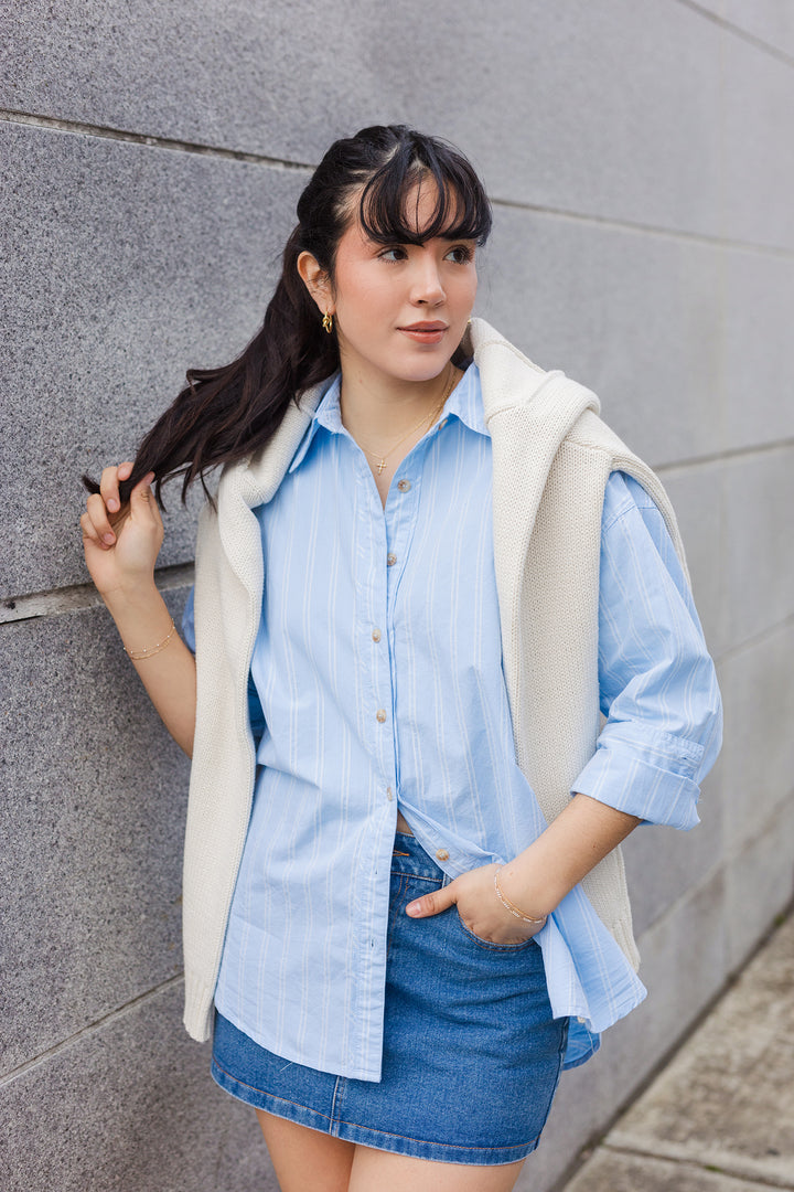 The Pool Side Blue Striped Poplin Shirt