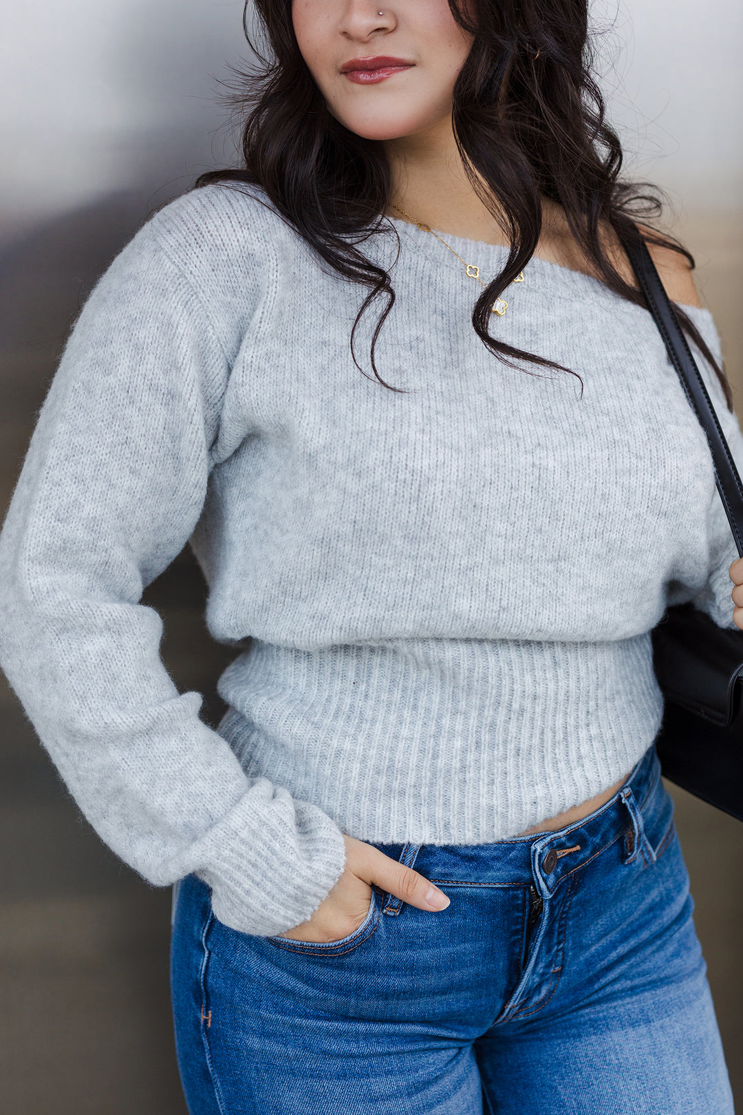 The Second Glance Gray Off The Shoulder Sweater