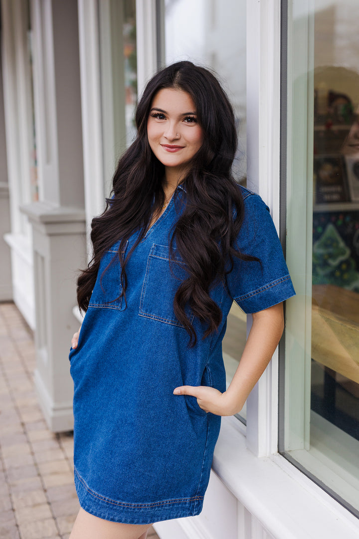 The Around The Way Denim Mini Dress