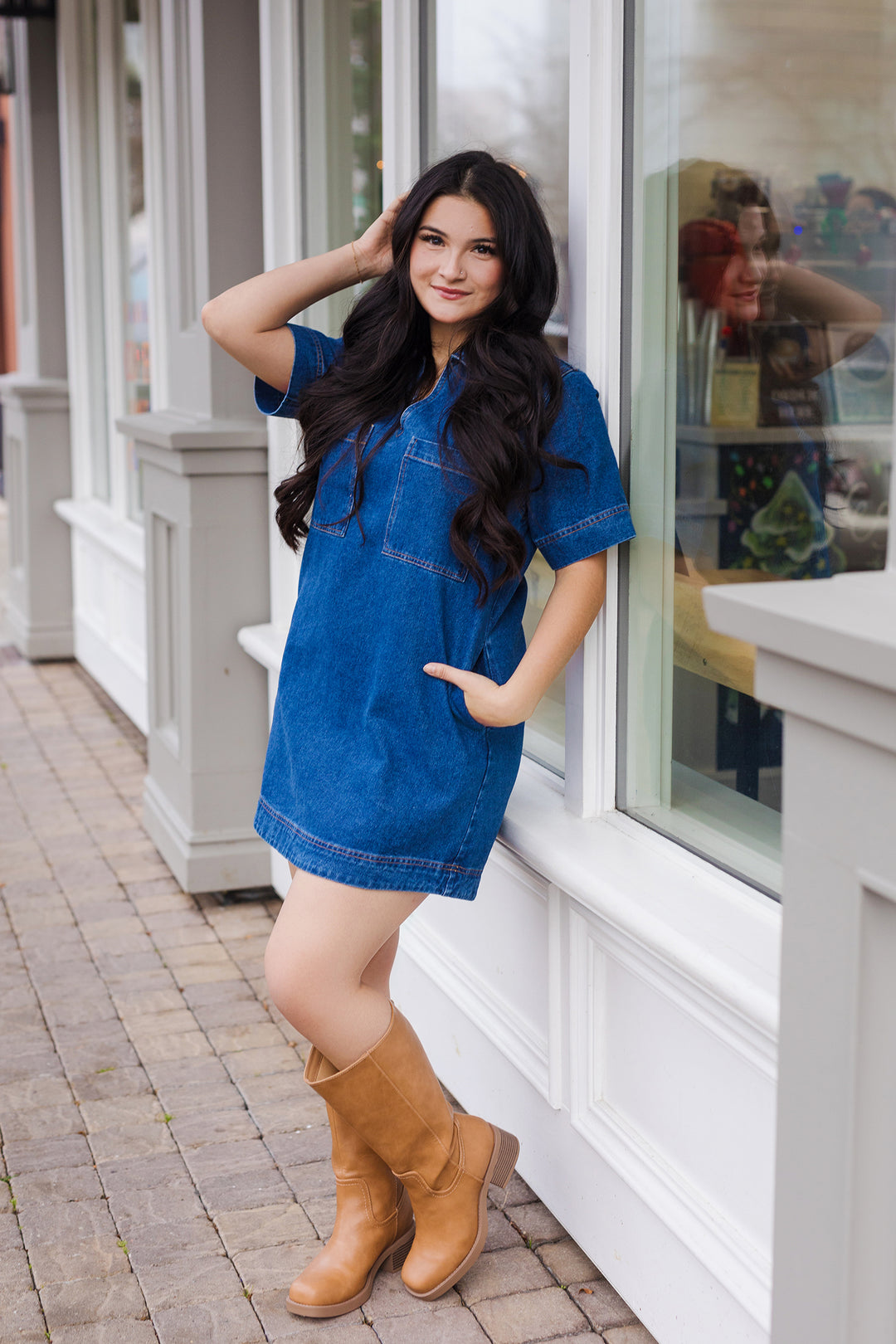 The Around The Way Denim Mini Dress