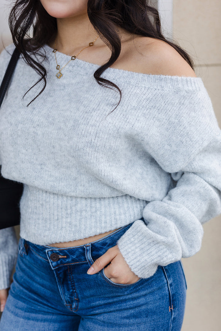 The Second Glance Gray Off The Shoulder Sweater