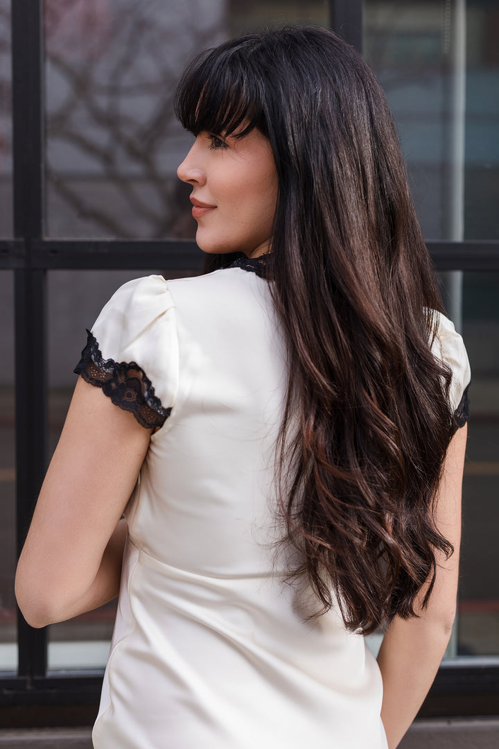 The Vivienne Satin and Lace Midi Dress