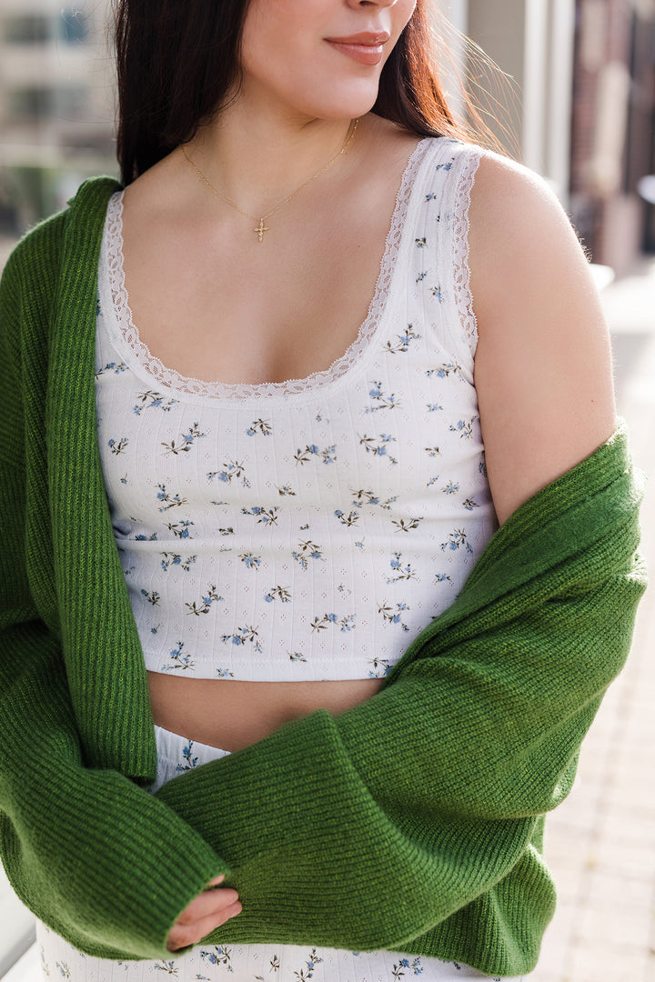 The Pointelle Floral Tank Top