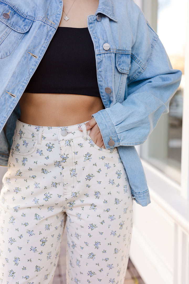 The Pick Me Floral Denim Pants