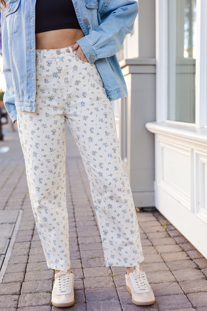 The Pick Me Floral Denim Pants