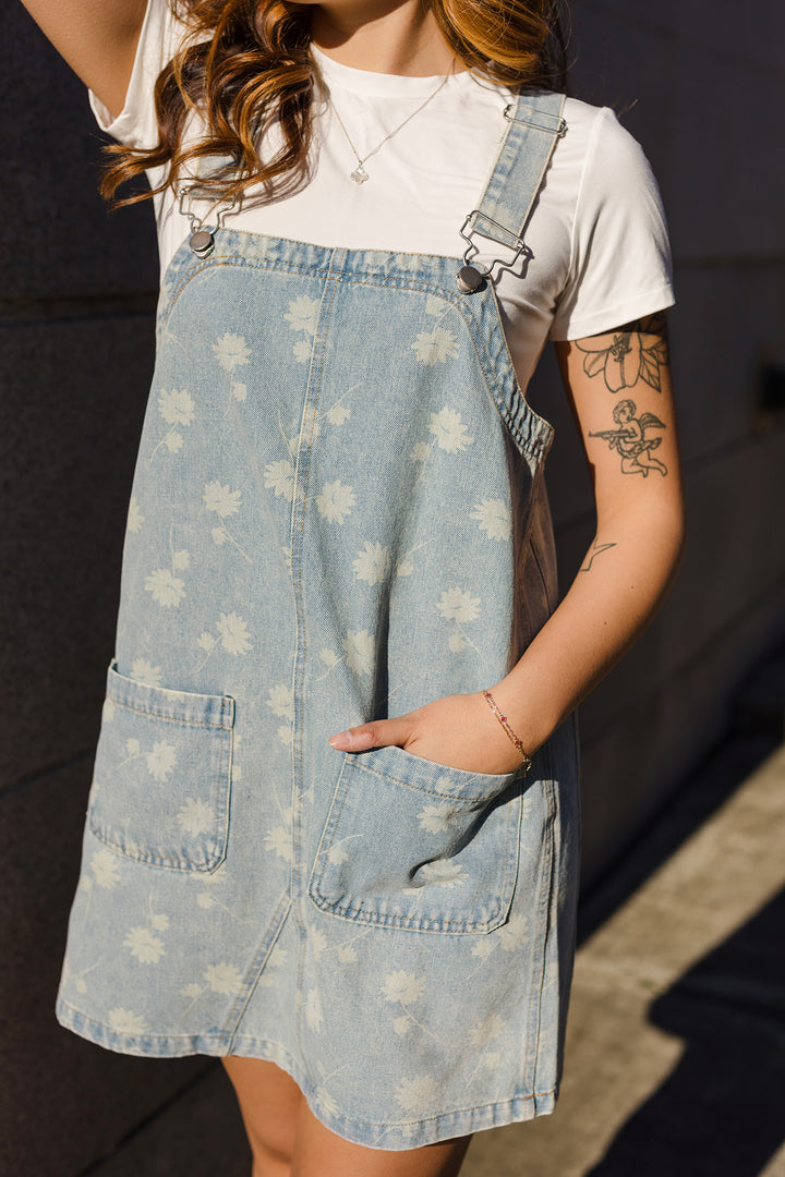 The Make a Wish Dandelion Overall Mini Dress