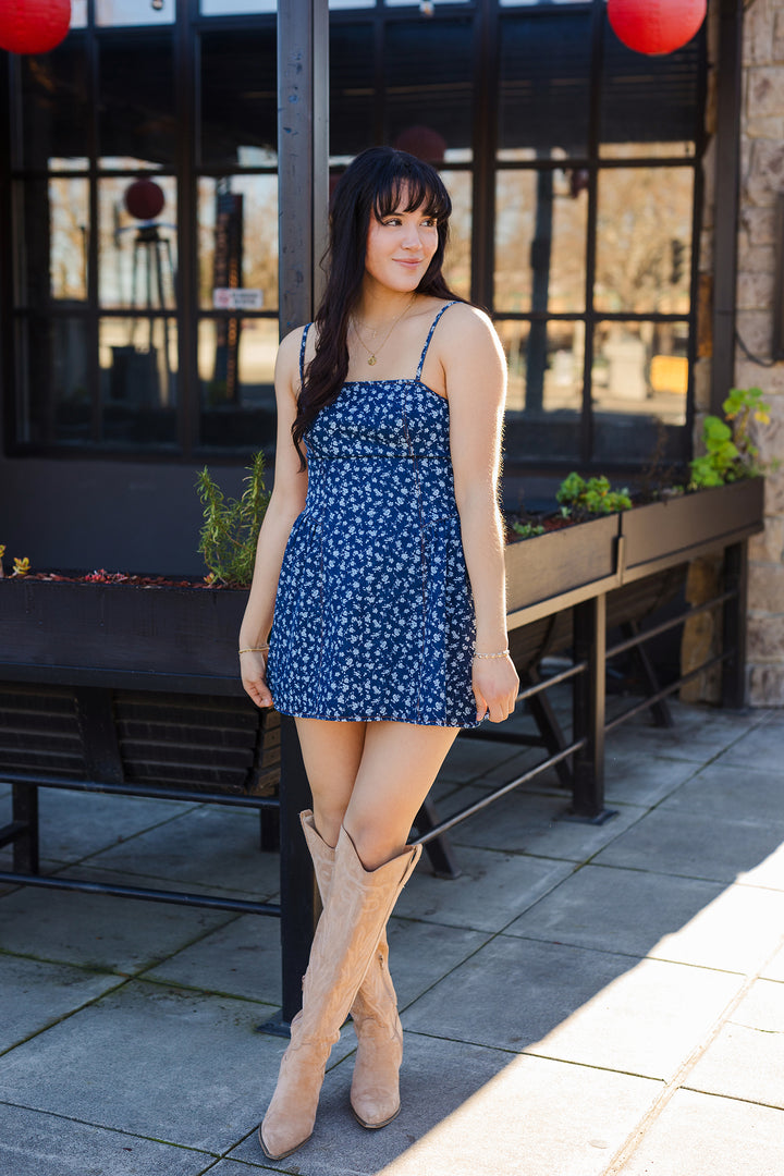 The Marleigh Floral Denim Mini Dress