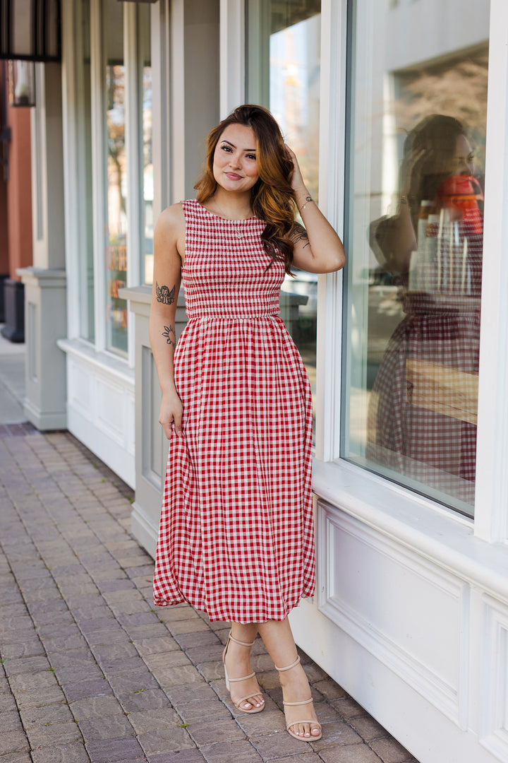 The Apple Hill Gingham Midi Dress