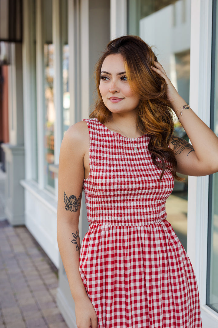 The Apple Hill Gingham Midi Dress