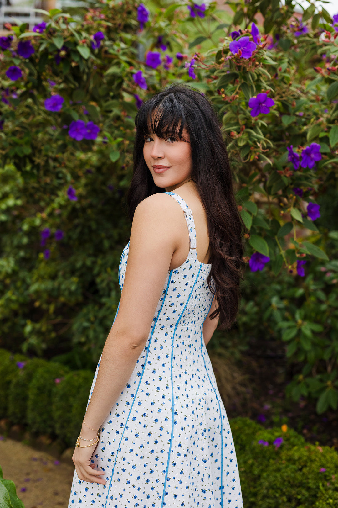 The Something Blue Floral Print Midi Dress