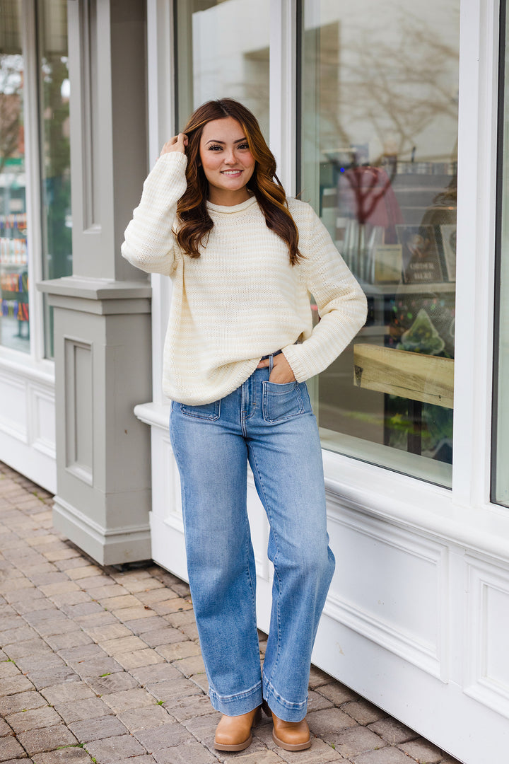 The Everyday Rollneck Cozy Stripe Knit Sweater