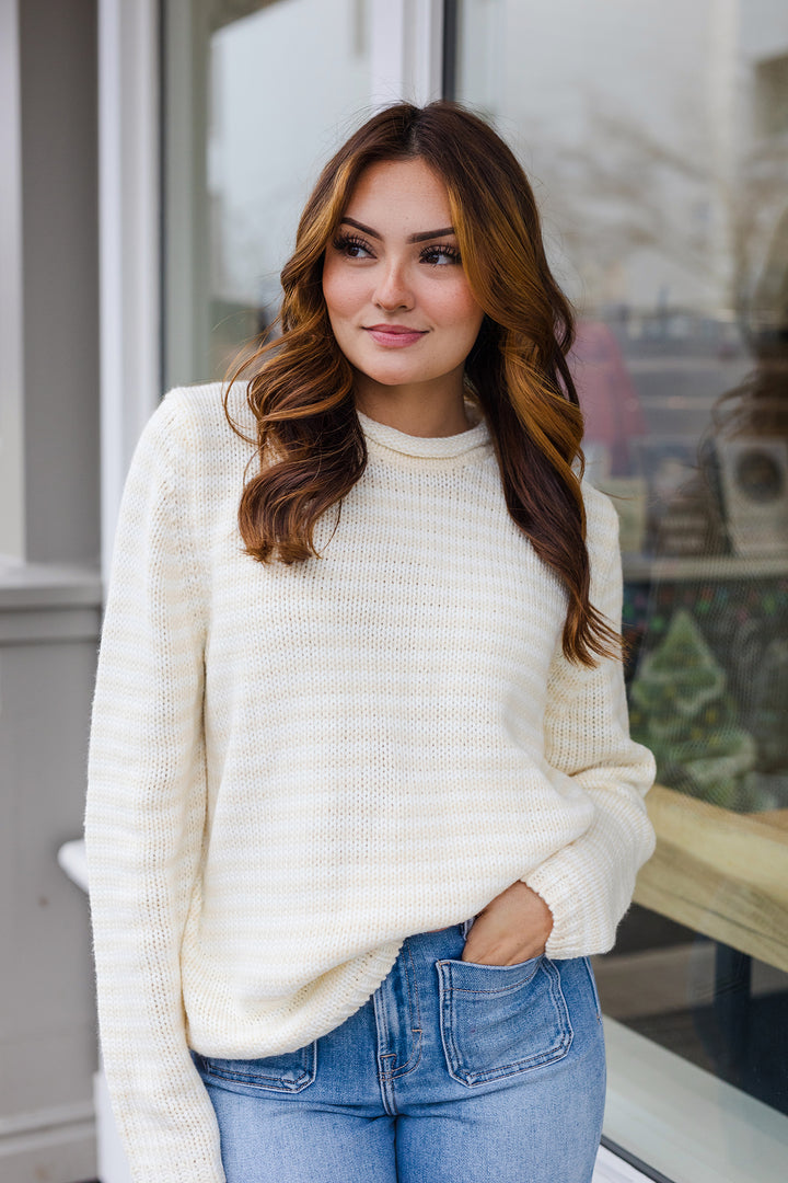 The Everyday Rollneck Cozy Stripe Knit Sweater