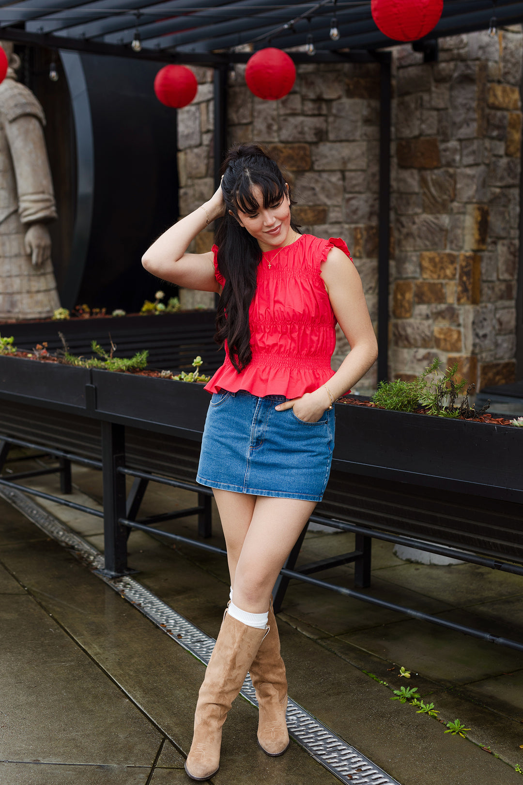 The Red Hot Ruffle Sleeveless Top