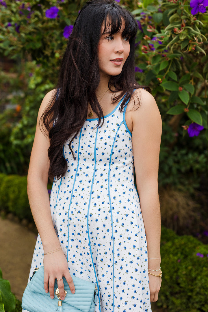 The Something Blue Floral Print Midi Dress