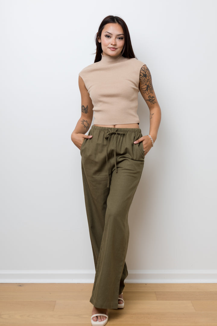 The Draw Me Close Olive Linen Pants