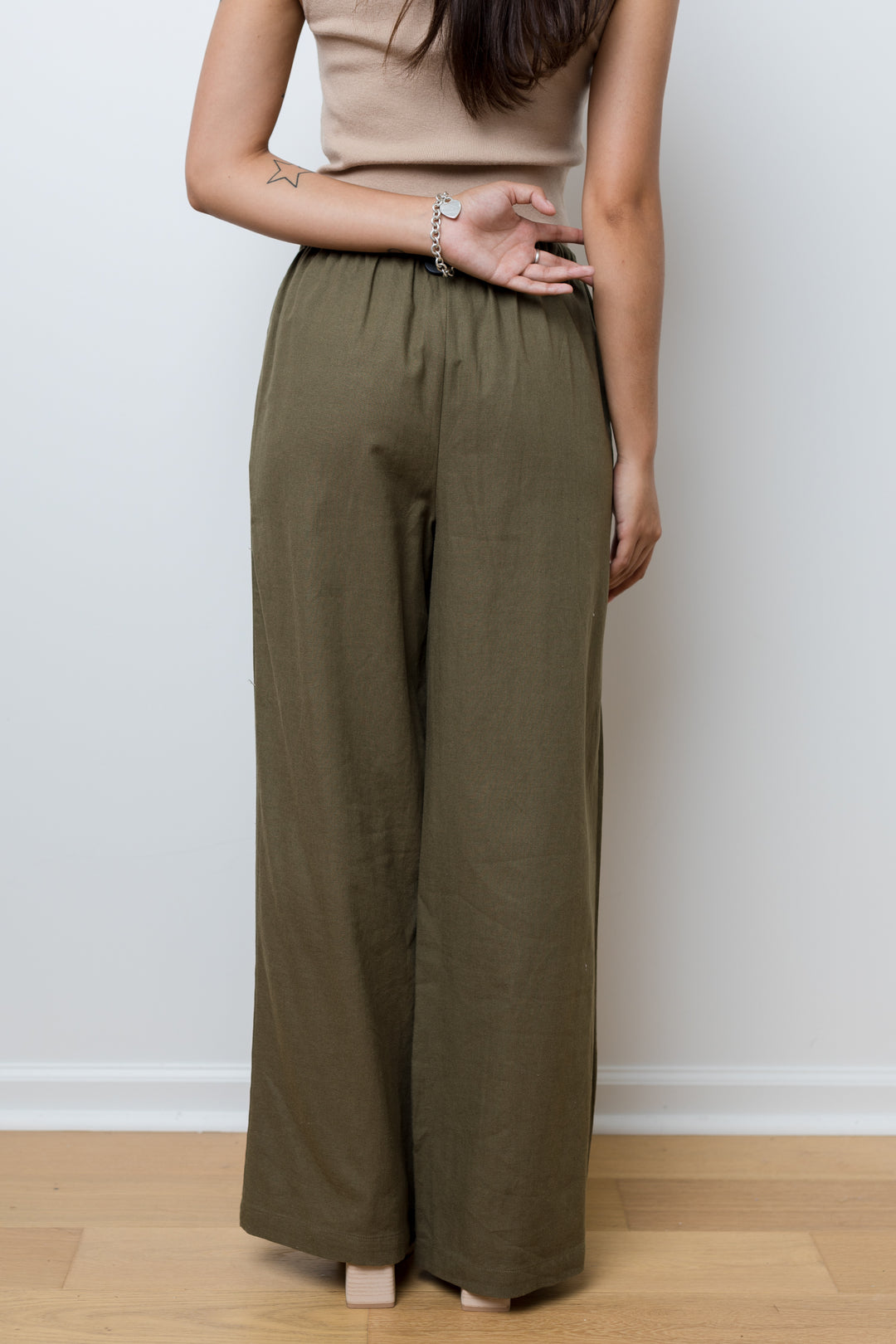 The Draw Me Close Olive Linen Pants